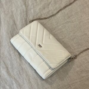 DKNY White Quilted Clutch with Chain Strap